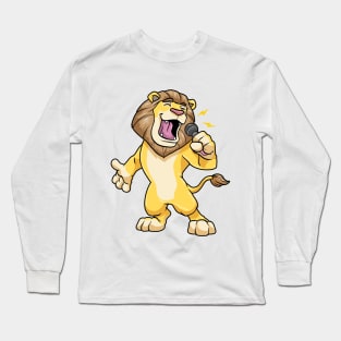 Lion as singer with a microphone Long Sleeve T-Shirt